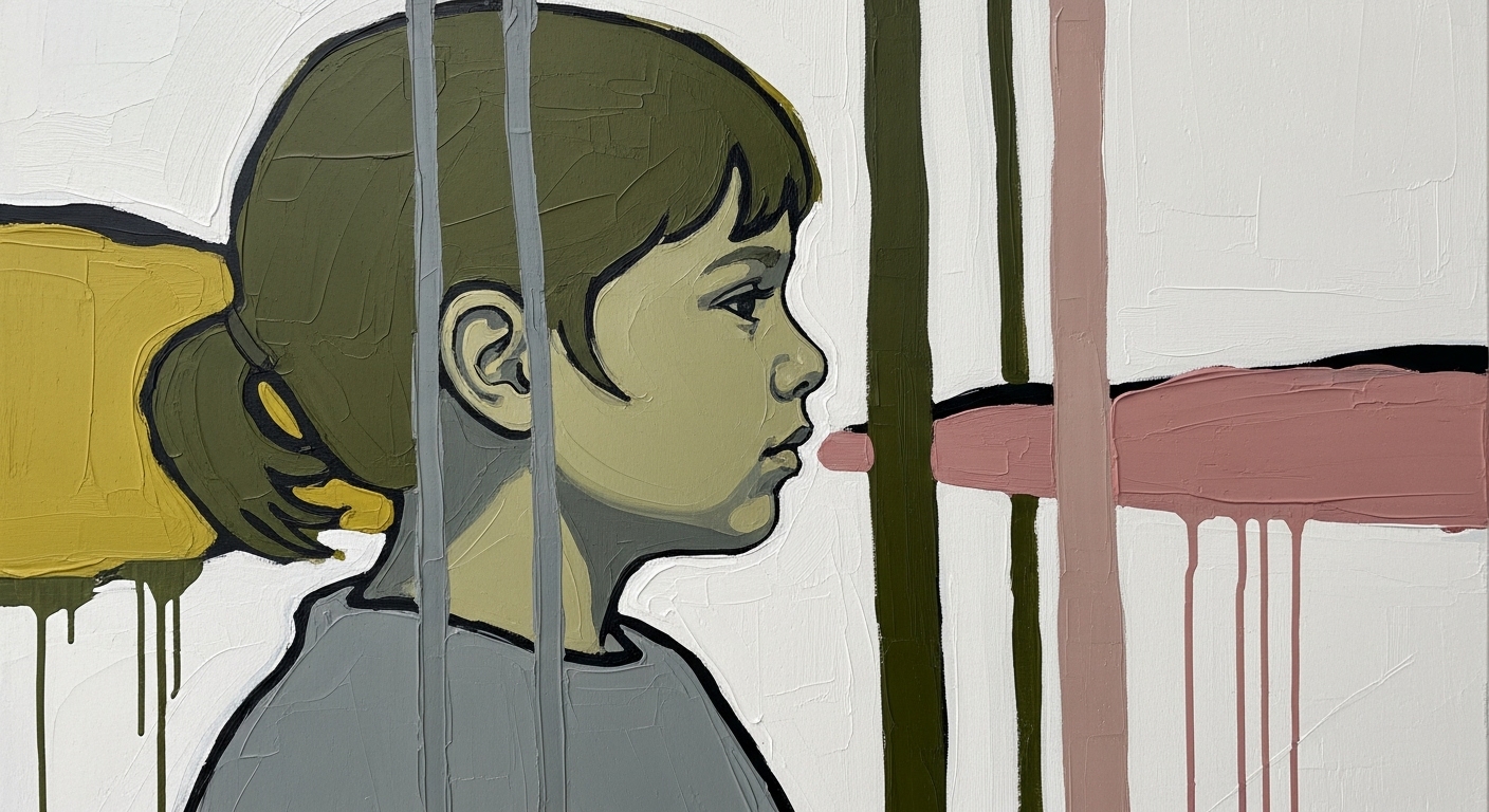 고목나무 아래 앉은 아이의 실루엣을 그린 유화 작품. 나무 뿌리가 신경망처럼 땅속으로 뻗어있고, 아이의 형상과 자연이 하나로 어우러진다. 어스톤 계열의 절제된 색채와 두꺼운 붓터치로 표현된 미니멀한 구성.